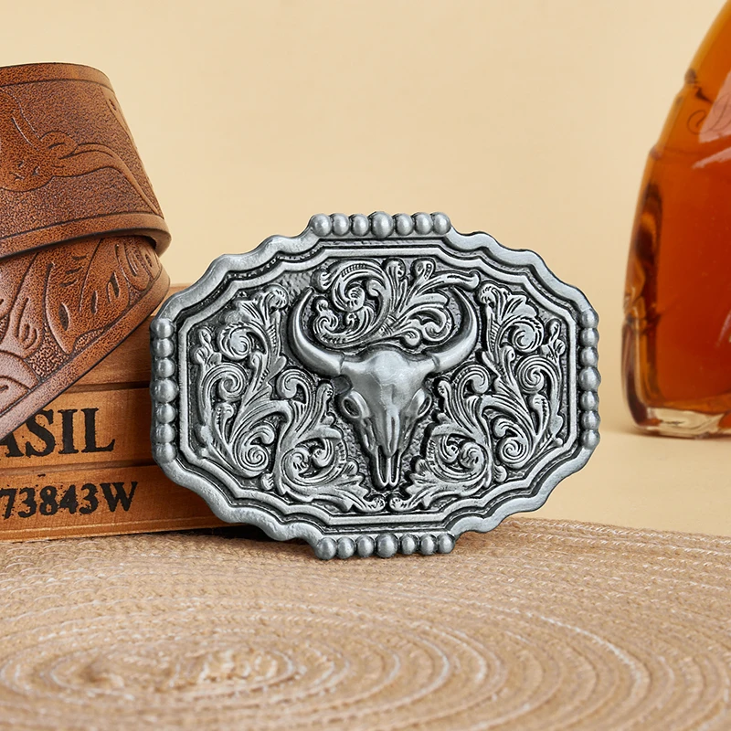 Western Belt Buckle Initial Vintage-Cowboy Rodeo Silver Large Belt Buckle for Men Women