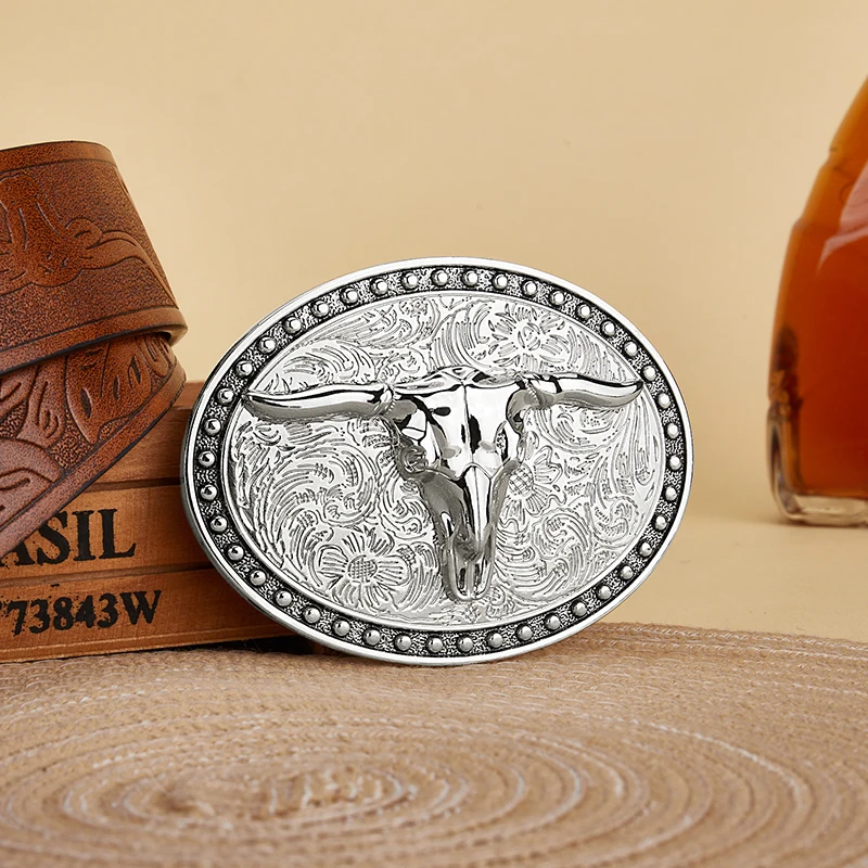 Western Belt Buckle Initial Vintage-Cowboy Rodeo Silver Large Belt Buckle for Men Women