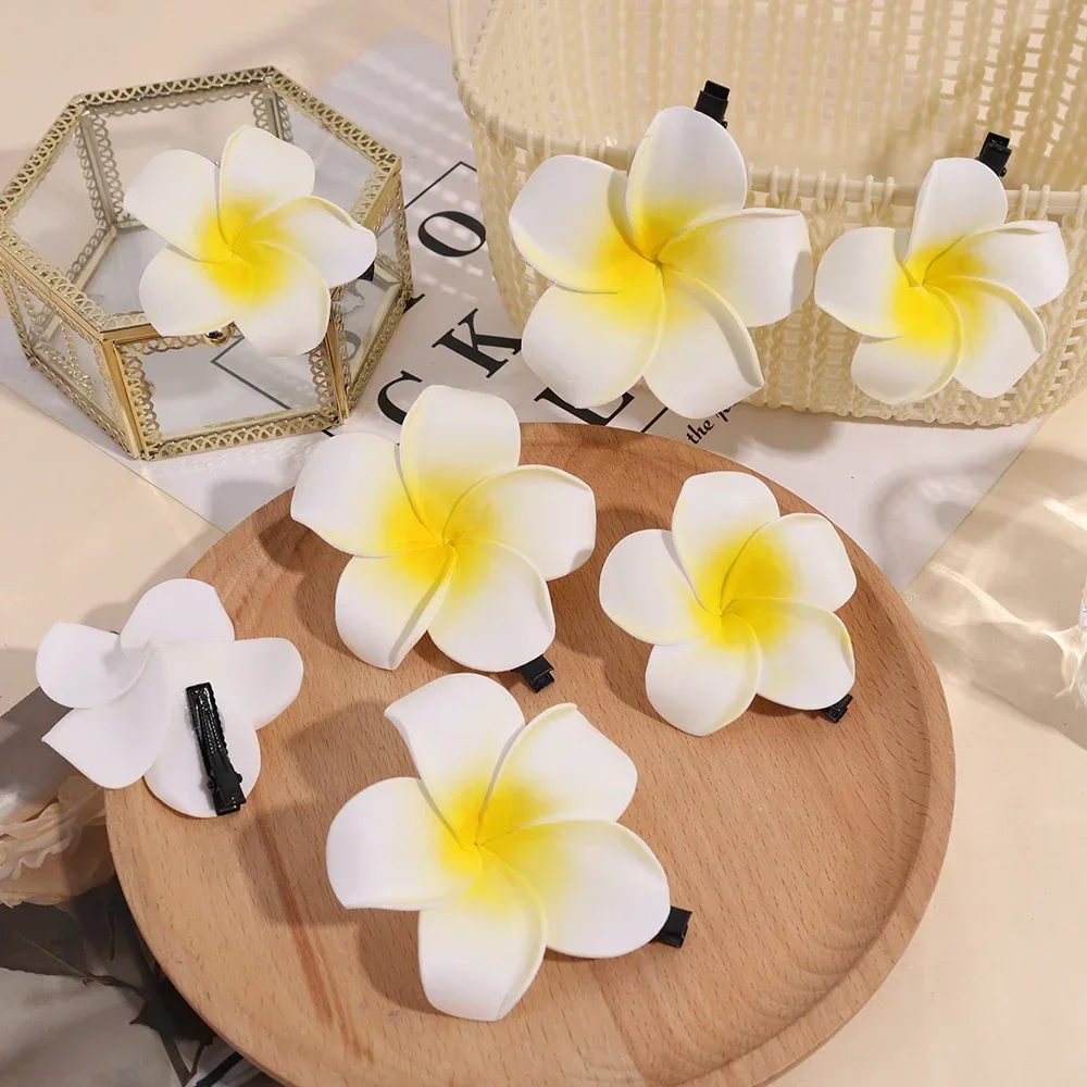 2025 New Women Plastic Flower Hair Clips Fashion Girls Hairpins Egg Flowers Barrette Hawaiian Vacation Leisure Hair Accessories