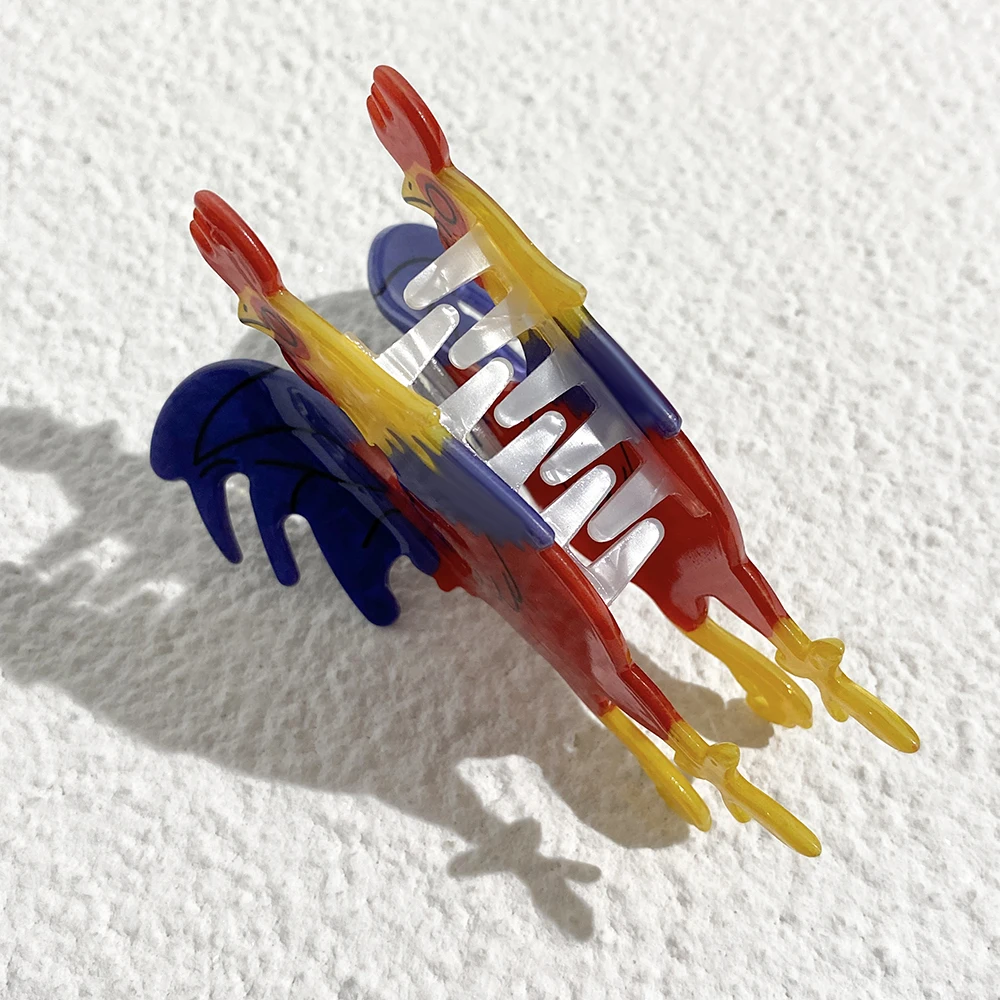 New Y2k Colorful Acrylic Rooster Shape Hair Clip Claw For Women Girls Creative Cartoon Animal Ponytail Hairpin Hair Accessories