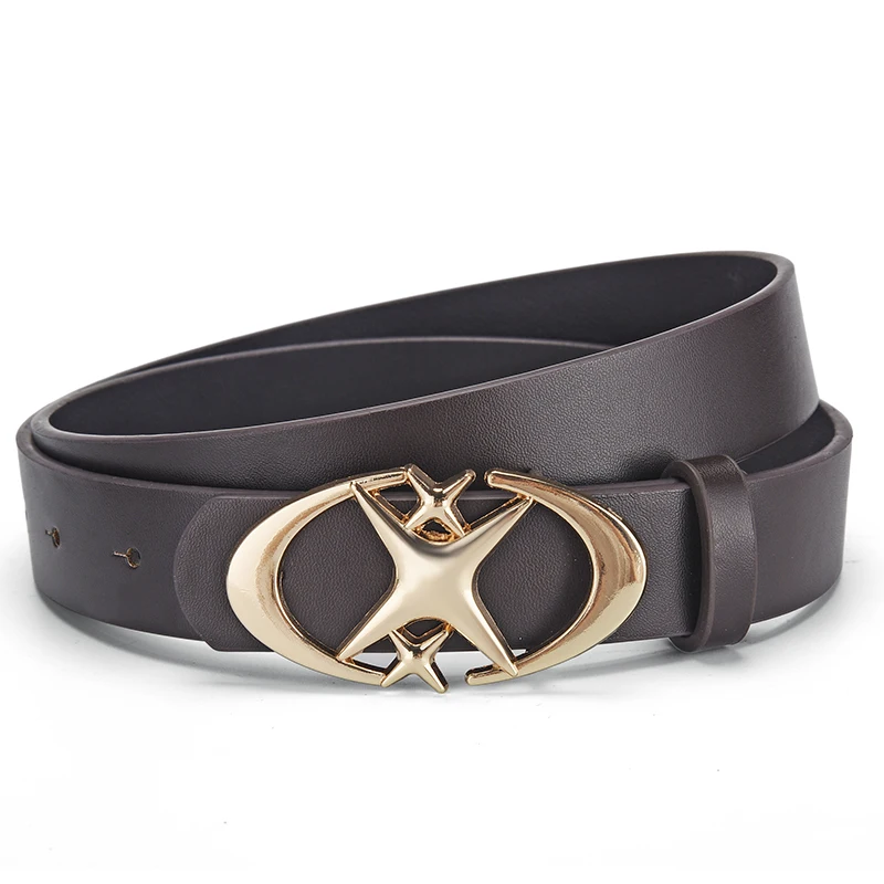 Men's Belt Punk Star Buckle Belt Design Cross Metal Vintage Gothic Men Women Y2K Belt Pu Leather Belt Pants Jeans Neutral Belts