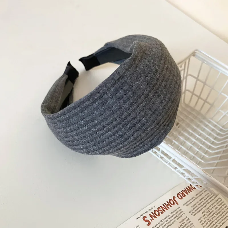 Solid Color Wide Edge Striped Yarn Headband High Head French Style Gentle Hair Accessory for Women Popular Internet Celebrity Lo
