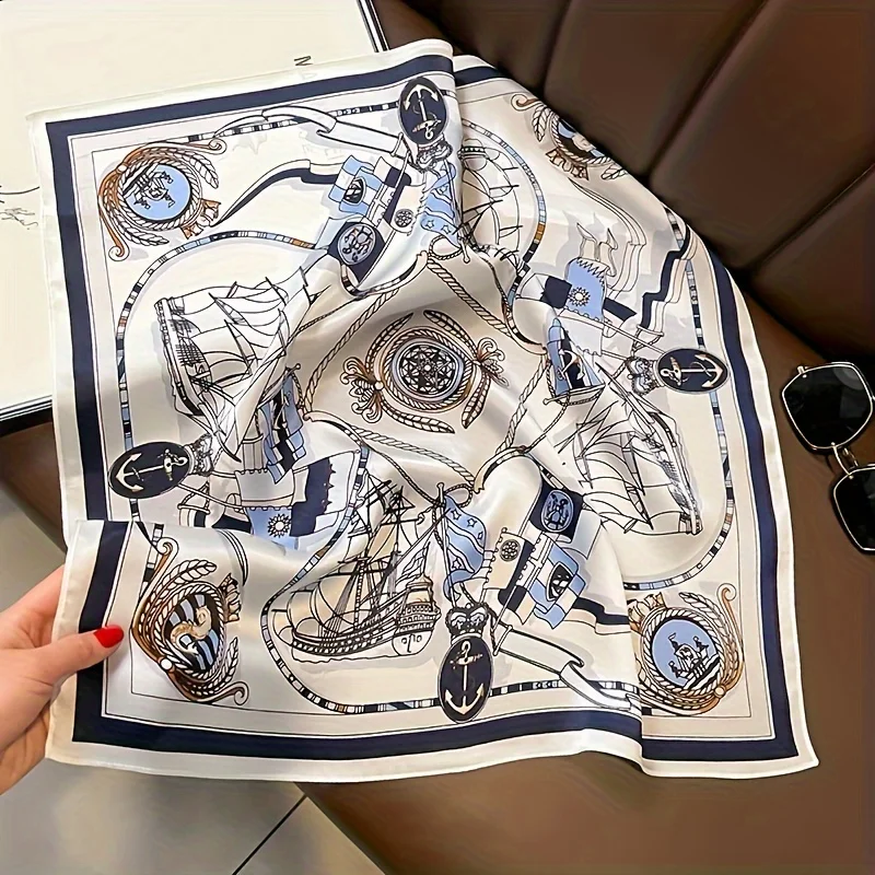 Four Seasons Print Small Headcloth Travel Square Scarf Fashion 70X70CM Satin Scarves Popular Beach Sunscreen Kerchief
