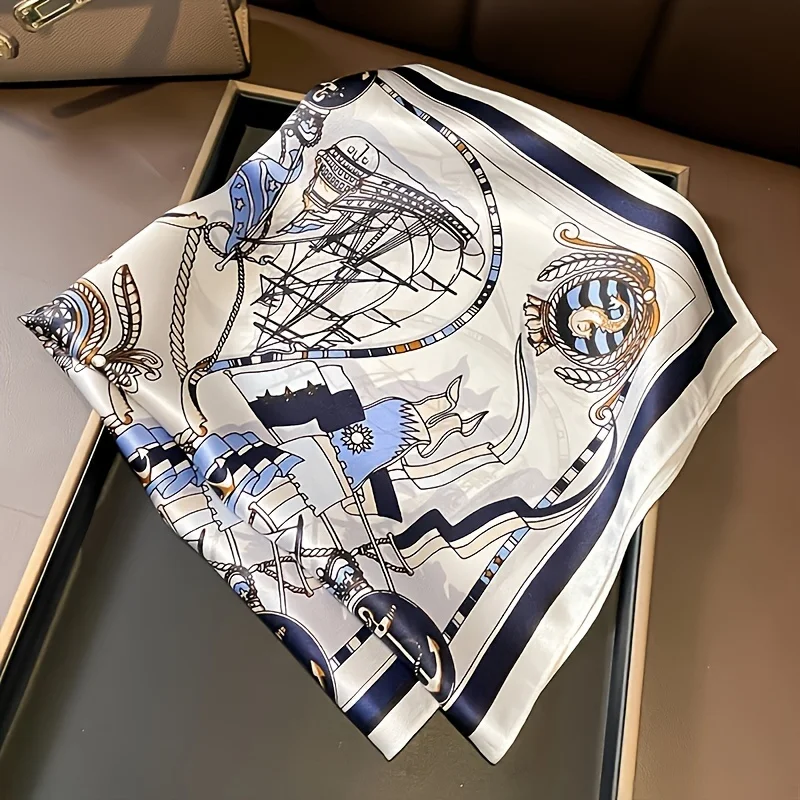 Four Seasons Print Small Headcloth Travel Square Scarf Fashion 70X70CM Satin Scarves Popular Beach Sunscreen Kerchief