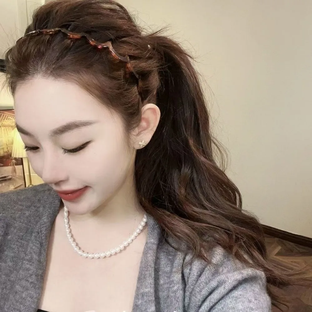 Korean Women Hair Comb Non-Slip Headband Plastic U Shape Hair Hoops Fixed Teeth Fluffy Top HairBands Headwear Accessories