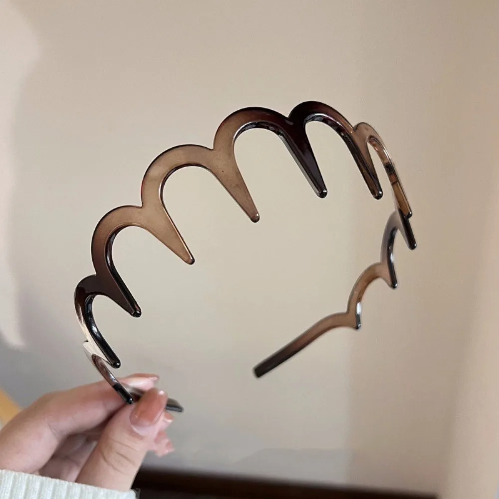 Korean Women Hair Comb Non-Slip Headband Plastic U Shape Hair Hoops Fixed Teeth Fluffy Top HairBands Headwear Accessories