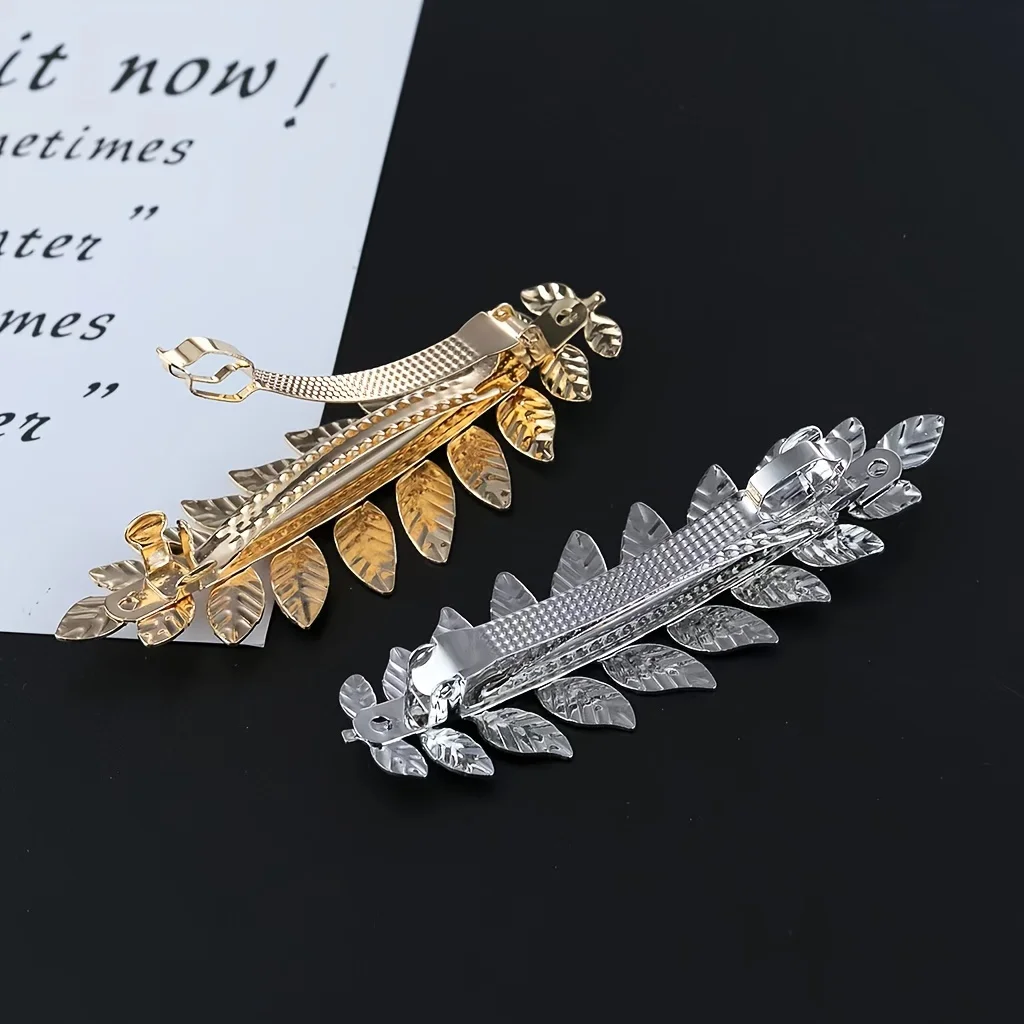 Alloy Leaf Hair Clips, Minimalist Sweet Style Spring Hairpins,Fashionable Hair Accessories for Daily Wear and Casual Gatherings
