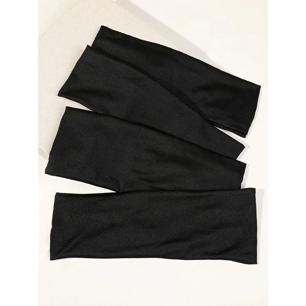 NEW 2026 4Pcs Black Twist Knotted HeadBands Boho Stretchy Hair Band Non Slip for Girl Turban Plain Headwrap Yoga Workout Hair Ac
