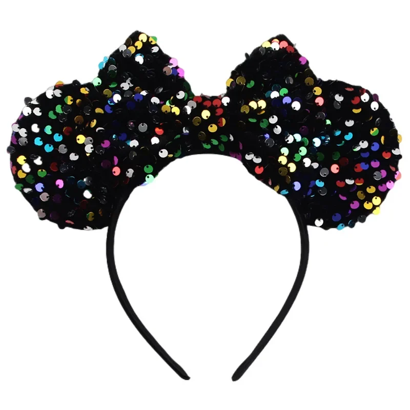 Disney Mickey Mouse Ear Headband for Adults Colorful Scales Sequins Bows Hairbands Women Hair Accessories Kids Girls Party Gifts