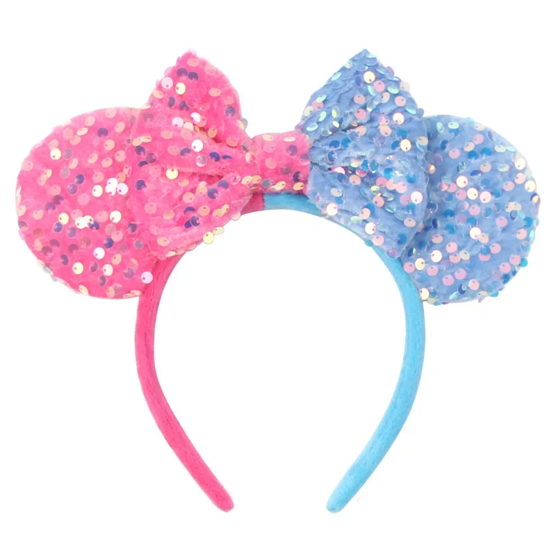 Disney Mickey Mouse Ear Headband for Adults Colorful Scales Sequins Bows Hairbands Women Hair Accessories Kids Girls Party Gifts