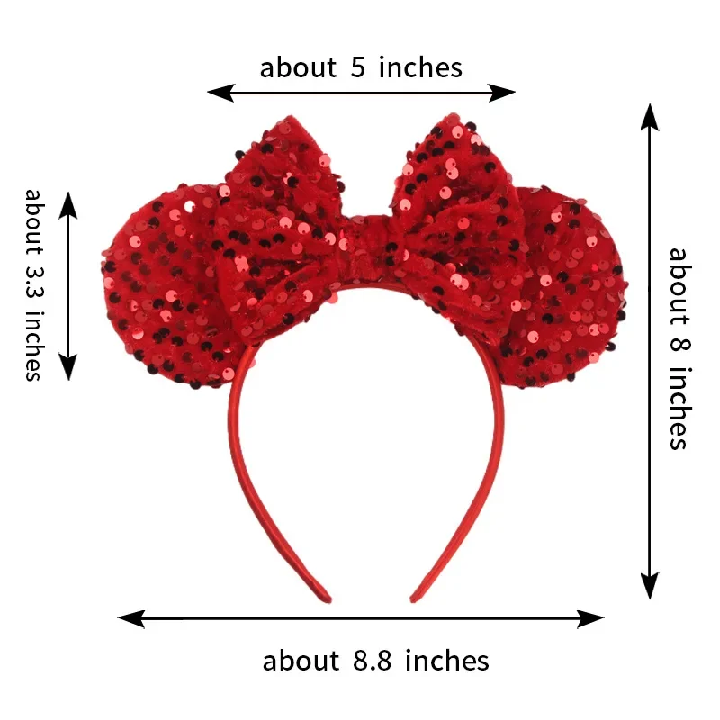 Disney Mickey Mouse Ear Headband for Adults Colorful Scales Sequins Bows Hairbands Women Hair Accessories Kids Girls Party Gifts