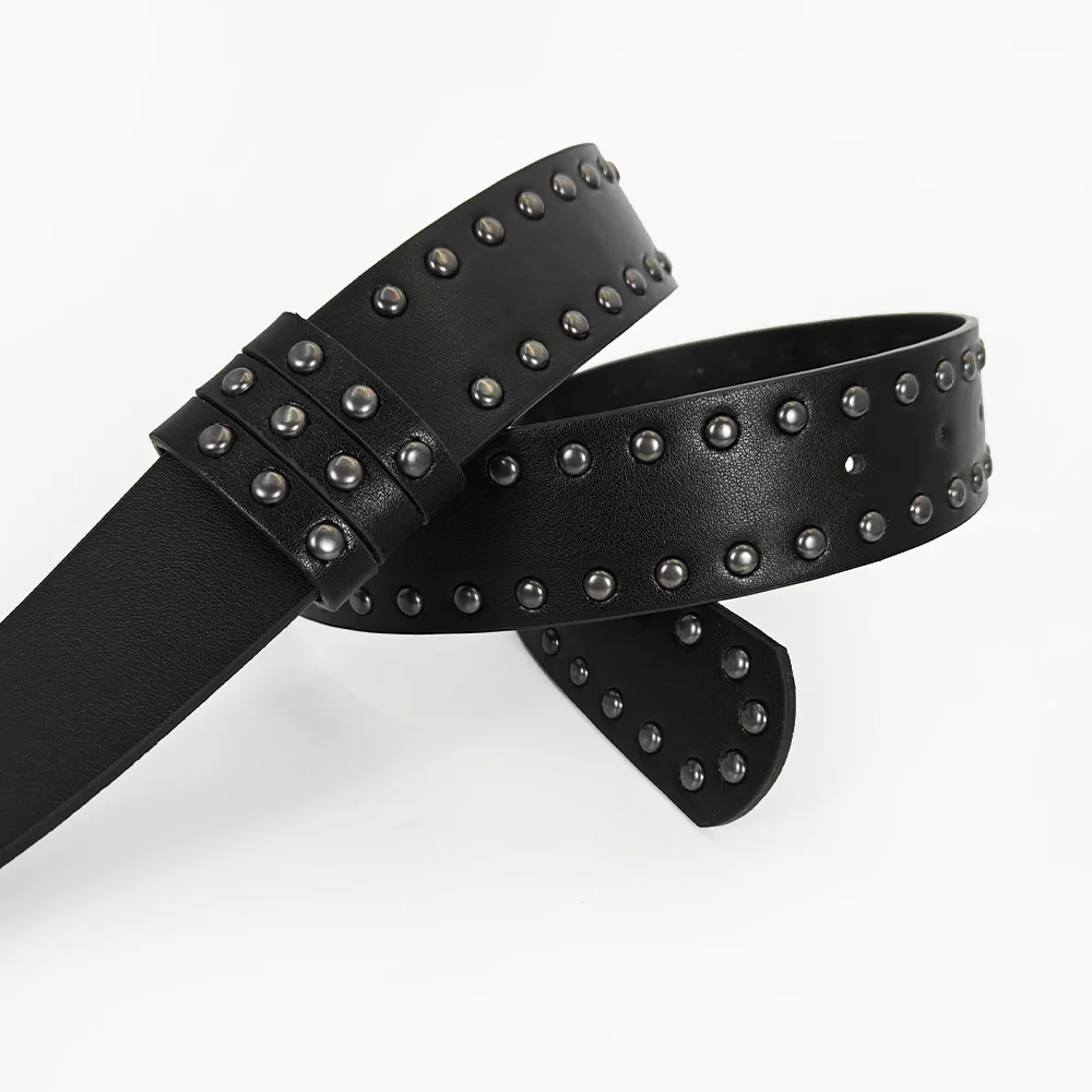 Unisex Jeans Belt Sword Red Heart Gothic Y2k Fashion Belts For Women Designer Luxury Black Rivet Punk Accessory Men's Belt Male