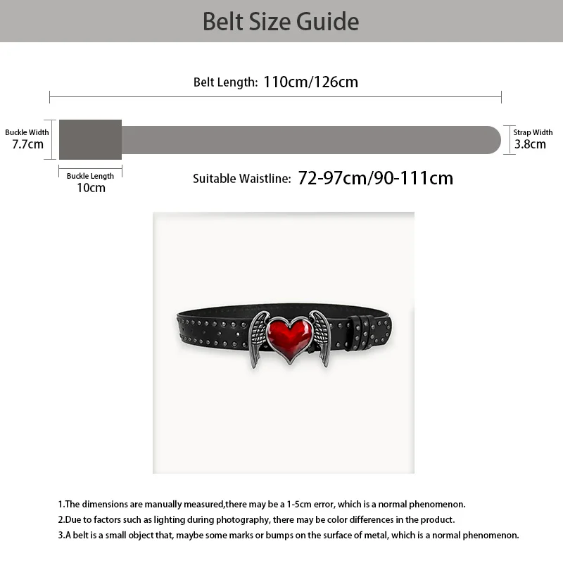 Unisex Jeans Belt Sword Red Heart Gothic Y2k Fashion Belts For Women Designer Luxury Black Rivet Punk Accessory Men's Belt Male