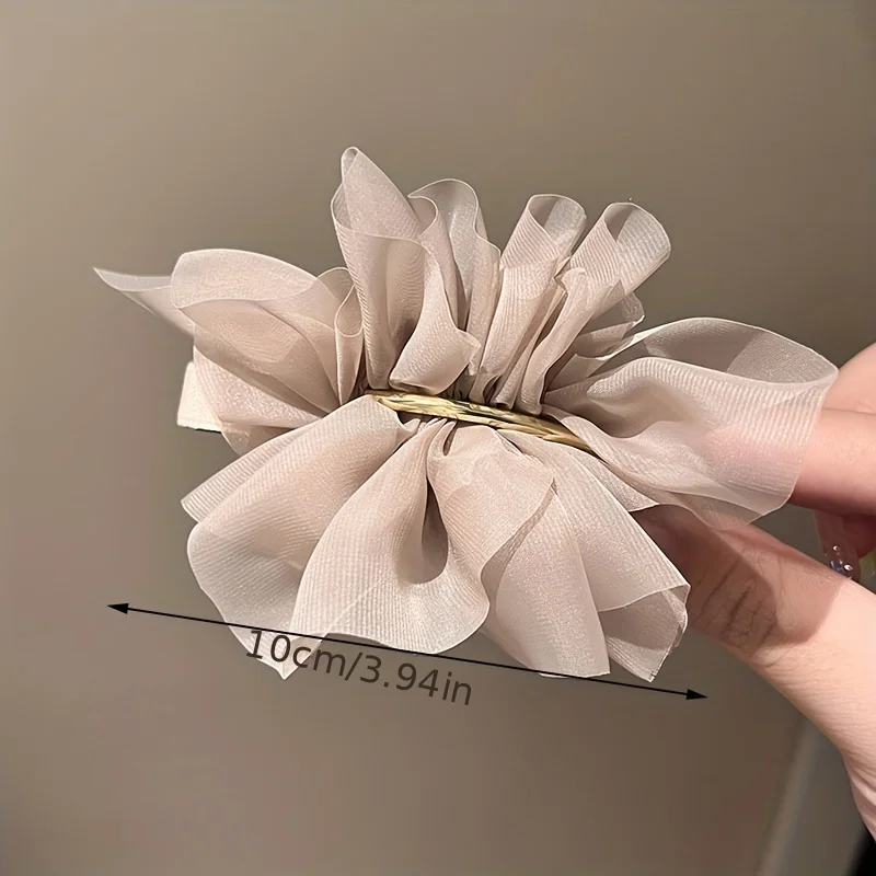 1/2 Pcs Elegant Minimalist Chiffon Flower Big Spring Hair Claw Clips for Women,, Solid Color Hair Accessory for Ponytail