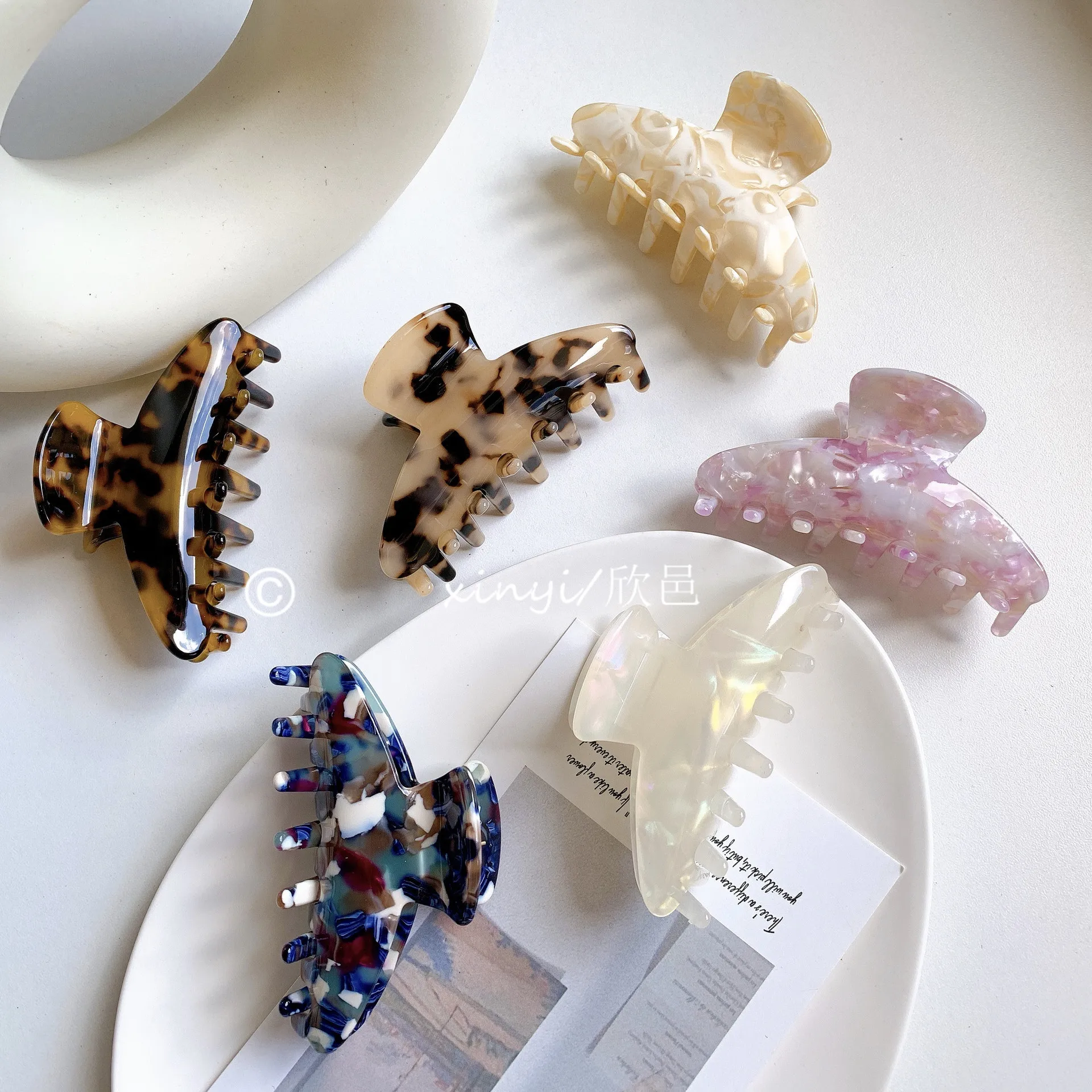 Large Accetate Leopard Print Acrylic Hairpins Hair Clip Crab Hair Claws For Women Girl Hair Accessories Headdress Party Gifts