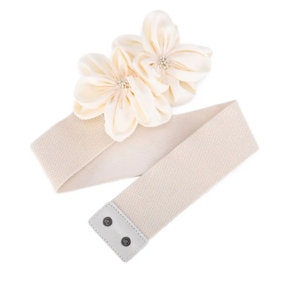 Women Fashion Floral Wide Elastic Belt Casual Trendy Waist Band Chic Ladies Dress Cummerbands Skirt Dress Coat Decor Accessories