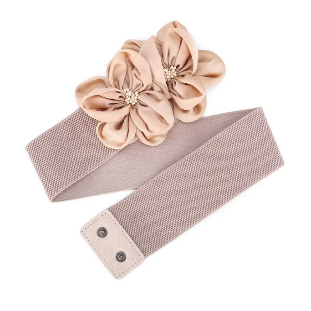 Women Fashion Floral Wide Elastic Belt Casual Trendy Waist Band Chic Ladies Dress Cummerbands Skirt Dress Coat Decor Accessories