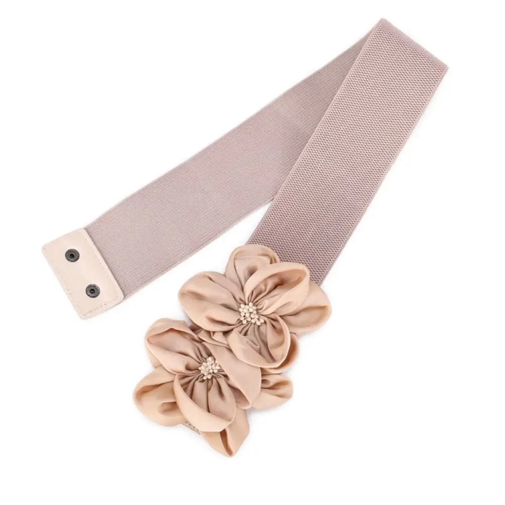 Women Fashion Floral Wide Elastic Belt Casual Trendy Waist Band Chic Ladies Dress Cummerbands Skirt Dress Coat Decor Accessories