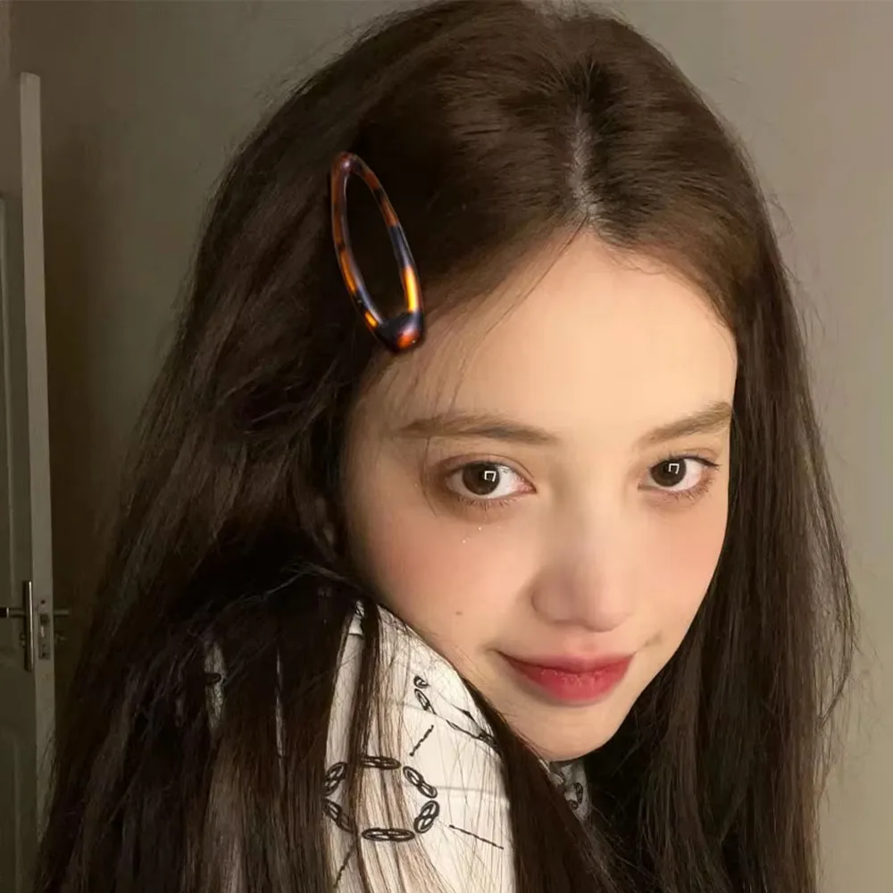 Vintage Leopard Hair Clips Y2K Cute Korean Charm BB Hair Clip Print Glue Oval Hair Clips Student Woman Hair Accessories