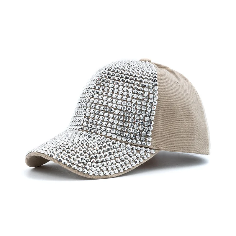New Fashion Women Diamond Inlay Cap Spring Summer Hip Hop Kpop Dance Baseball Caps Simple Plain Party Street Hat