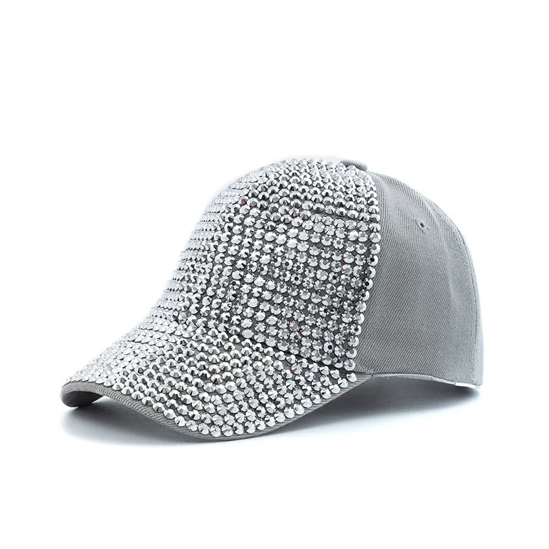 New Fashion Women Diamond Inlay Cap Spring Summer Hip Hop Kpop Dance Baseball Caps Simple Plain Party Street Hat