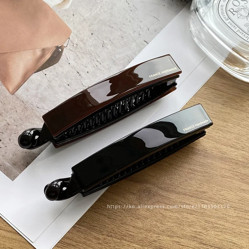 Anti slip banana clip with low hair volume vertical clip~Korean FRANCE chocolate brown ponytail clip~Twisted hair clip