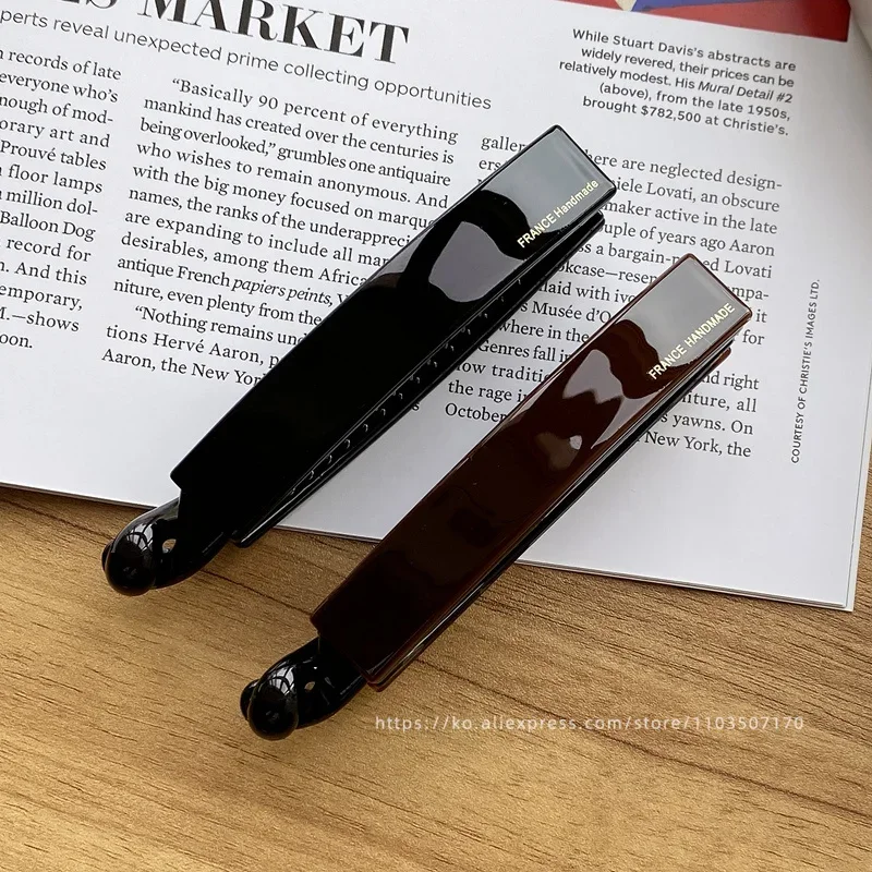 Anti slip banana clip with low hair volume vertical clip~Korean FRANCE chocolate brown ponytail clip~Twisted hair clip