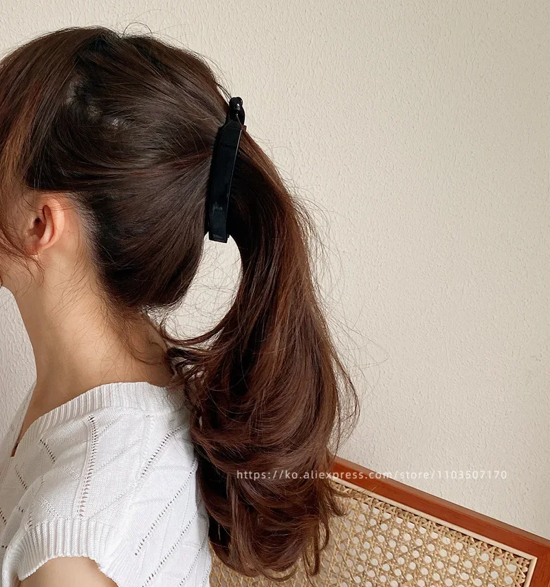 Anti slip banana clip with low hair volume vertical clip~Korean FRANCE chocolate brown ponytail clip~Twisted hair clip