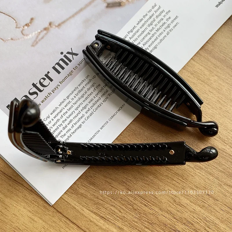 Anti slip banana clip with low hair volume vertical clip~Korean FRANCE chocolate brown ponytail clip~Twisted hair clip