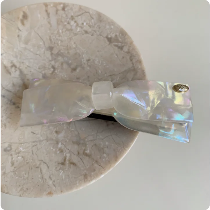 2025 New Premium Acetic Acid Hairpin Women's Back of Head Bow Hair Accessories Semi-Tie Hair Spring Clip Side Clip