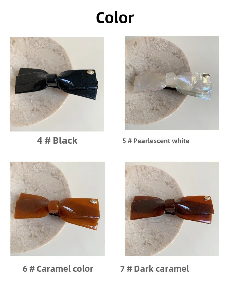 2025 New Premium Acetic Acid Hairpin Women's Back of Head Bow Hair Accessories Semi-Tie Hair Spring Clip Side Clip
