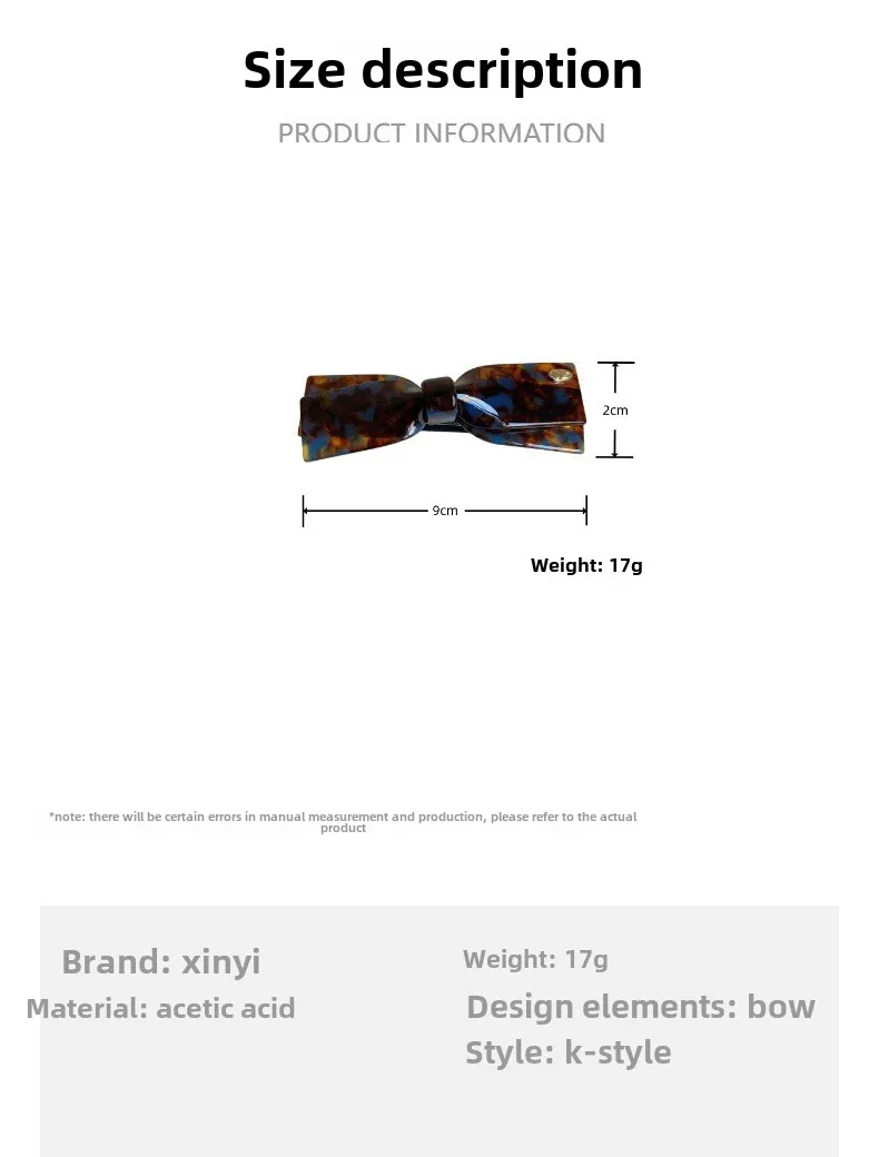 2025 New Premium Acetic Acid Hairpin Women's Back of Head Bow Hair Accessories Semi-Tie Hair Spring Clip Side Clip