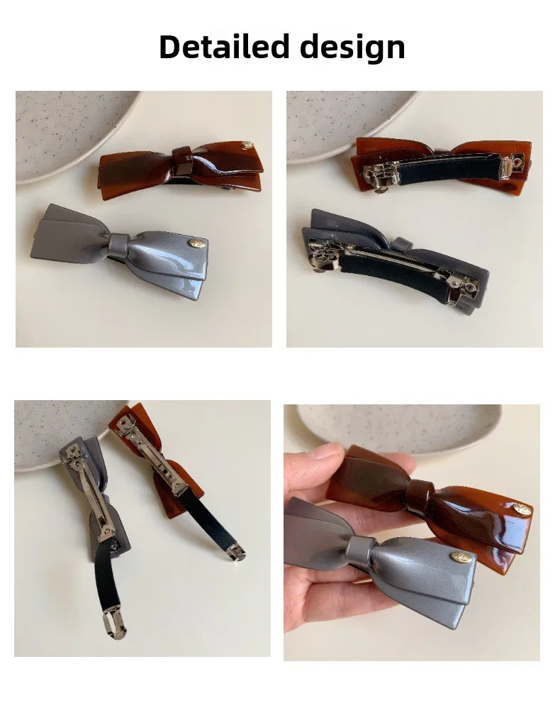 2025 New Premium Acetic Acid Hairpin Women's Back of Head Bow Hair Accessories Semi-Tie Hair Spring Clip Side Clip