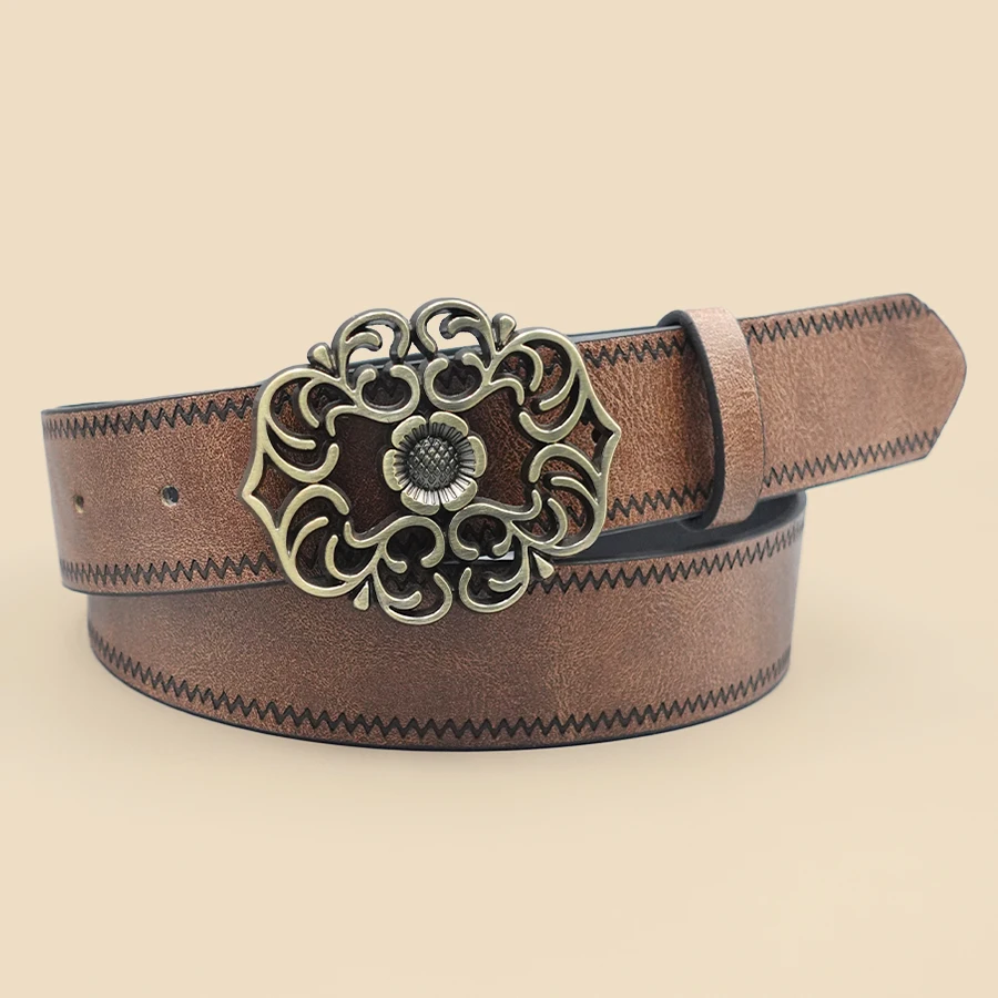 Classic Retro Western Denim Style Belt, Fashionable Casual Women's Belt, Retro Printed Belt, Classic Decorative Belt