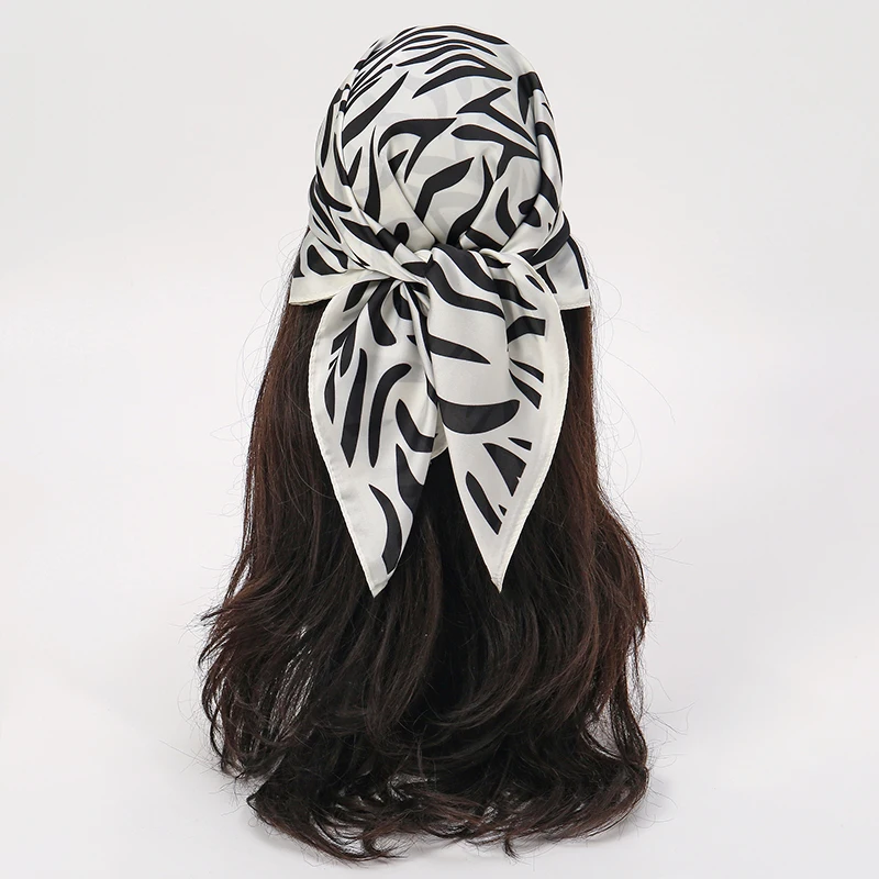 70x70cm Silk Scarf for Women Floral Printed Square Shawl Muslim Hijab Office Ladies Neck Scarf Hair Bandana Gift Muffler Foulard