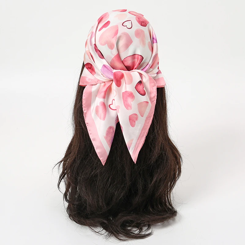 70x70cm Silk Scarf for Women Floral Printed Square Shawl Muslim Hijab Office Ladies Neck Scarf Hair Bandana Gift Muffler Foulard