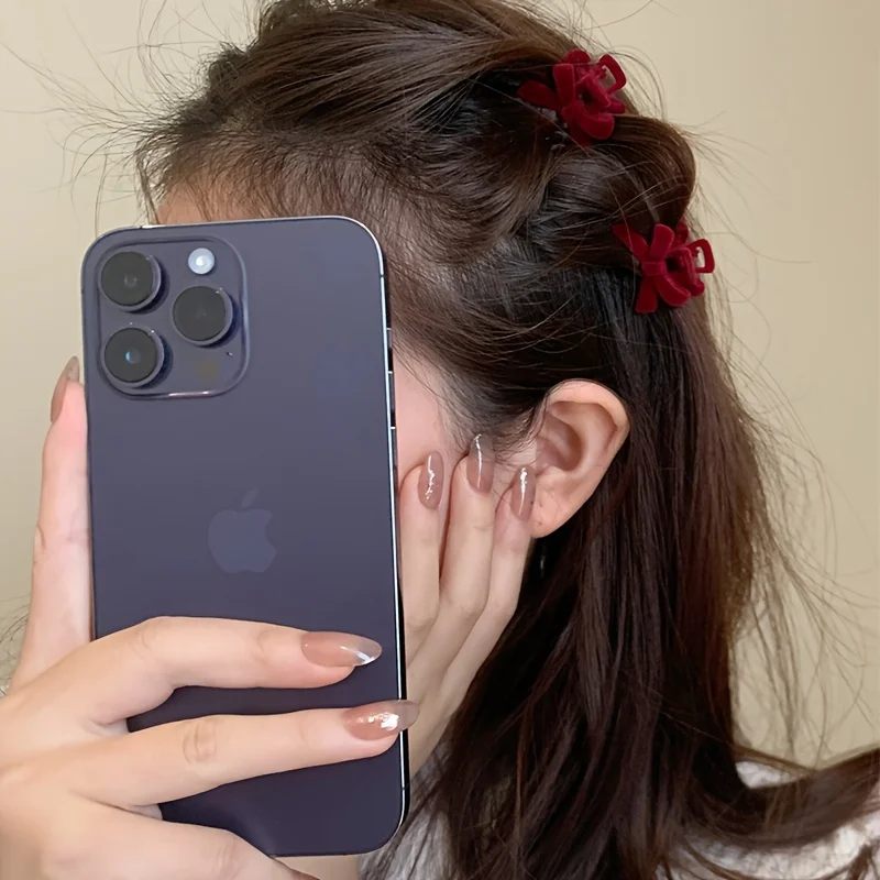 2PCS/Set Black Red Velvet Butterfly Hairpin Popular Fashion Small Hair Clip Headwear