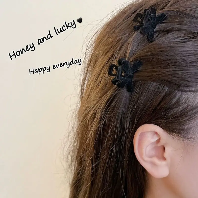 2PCS/Set Black Red Velvet Butterfly Hairpin Popular Fashion Small Hair Clip Headwear