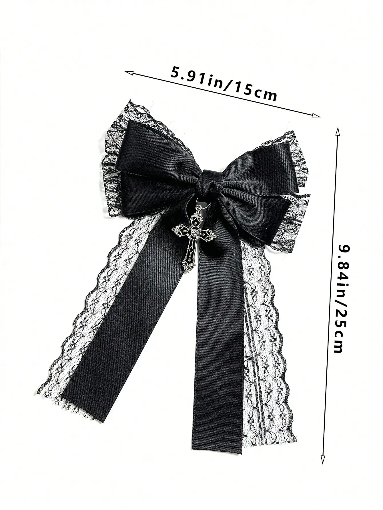 Ladies' black lace bow hair accessory hair clip Gothic cross with dark style