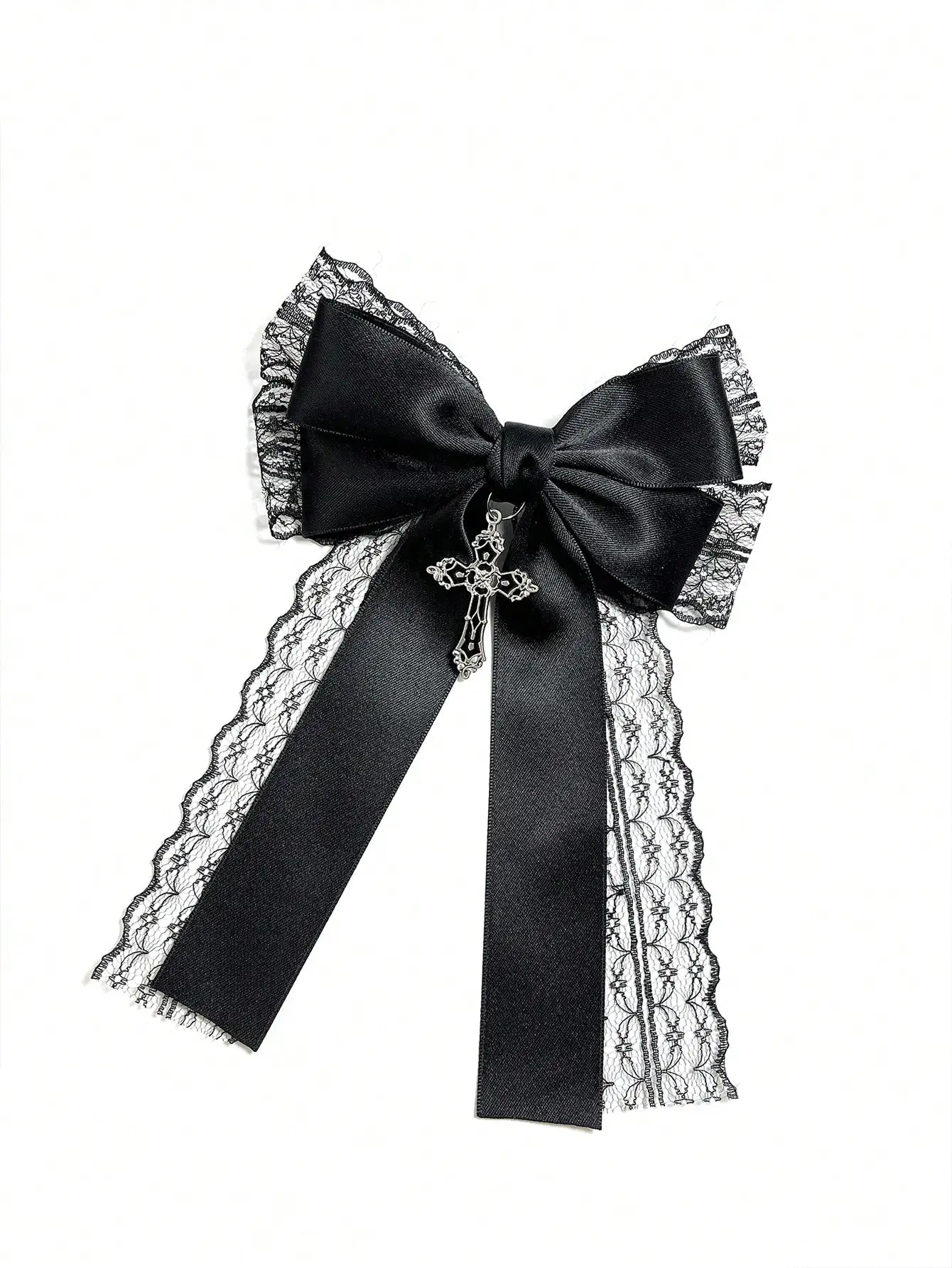 Ladies' black lace bow hair accessory hair clip Gothic cross with dark style