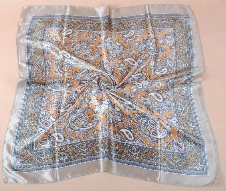 90X90cm Head Scarf Women Luxury Brand Silk Square Scarf Foulard Satin Bandana Soft Neckerchief Hijab Hair Scarves For Ladies