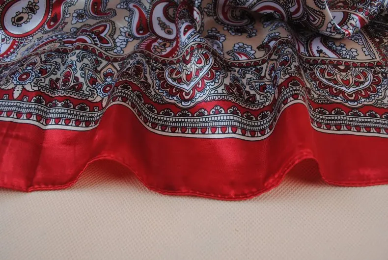 90X90cm Head Scarf Women Luxury Brand Silk Square Scarf Foulard Satin Bandana Soft Neckerchief Hijab Hair Scarves For Ladies