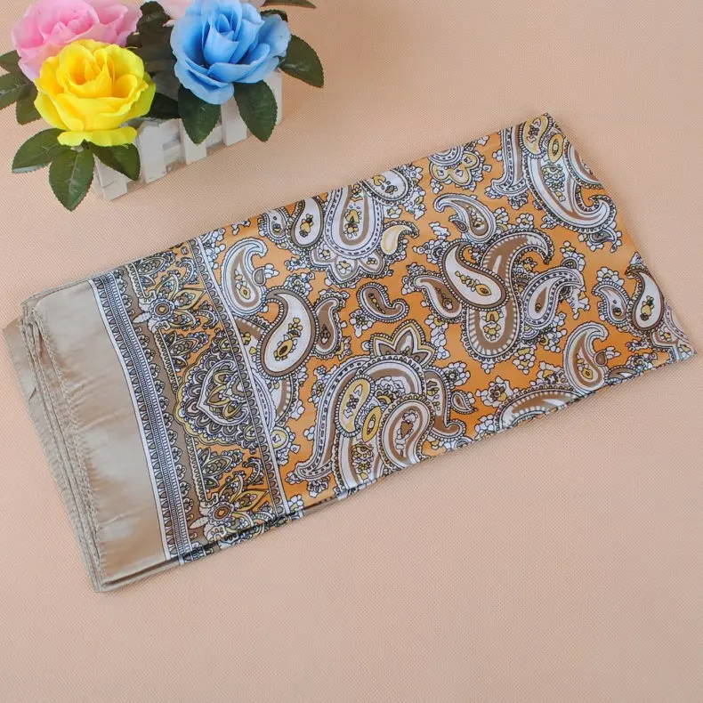90X90cm Head Scarf Women Luxury Brand Silk Square Scarf Foulard Satin Bandana Soft Neckerchief Hijab Hair Scarves For Ladies