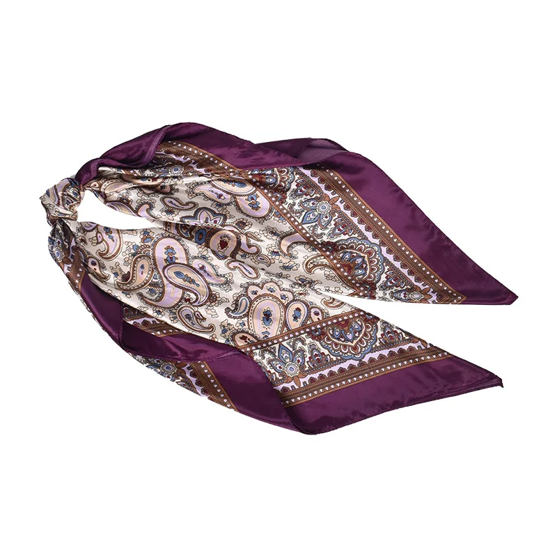 90X90cm Head Scarf Women Luxury Brand Silk Square Scarf Foulard Satin Bandana Soft Neckerchief Hijab Hair Scarves For Ladies