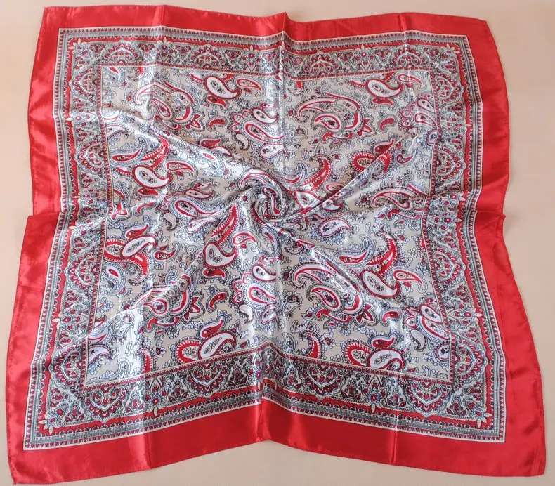 90X90cm Head Scarf Women Luxury Brand Silk Square Scarf Foulard Satin Bandana Soft Neckerchief Hijab Hair Scarves For Ladies