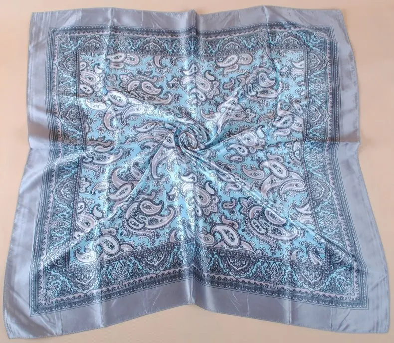90X90cm Head Scarf Women Luxury Brand Silk Square Scarf Foulard Satin Bandana Soft Neckerchief Hijab Hair Scarves For Ladies