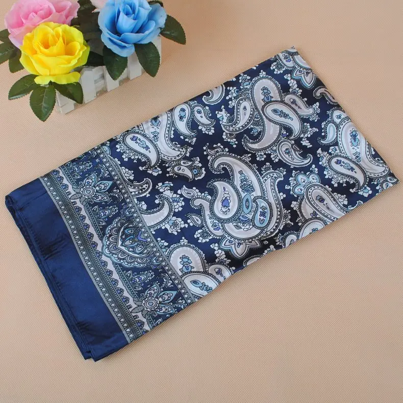 90X90cm Head Scarf Women Luxury Brand Silk Square Scarf Foulard Satin Bandana Soft Neckerchief Hijab Hair Scarves For Ladies