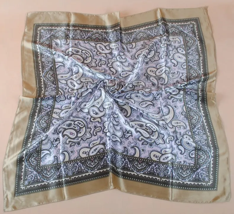 90X90cm Head Scarf Women Luxury Brand Silk Square Scarf Foulard Satin Bandana Soft Neckerchief Hijab Hair Scarves For Ladies
