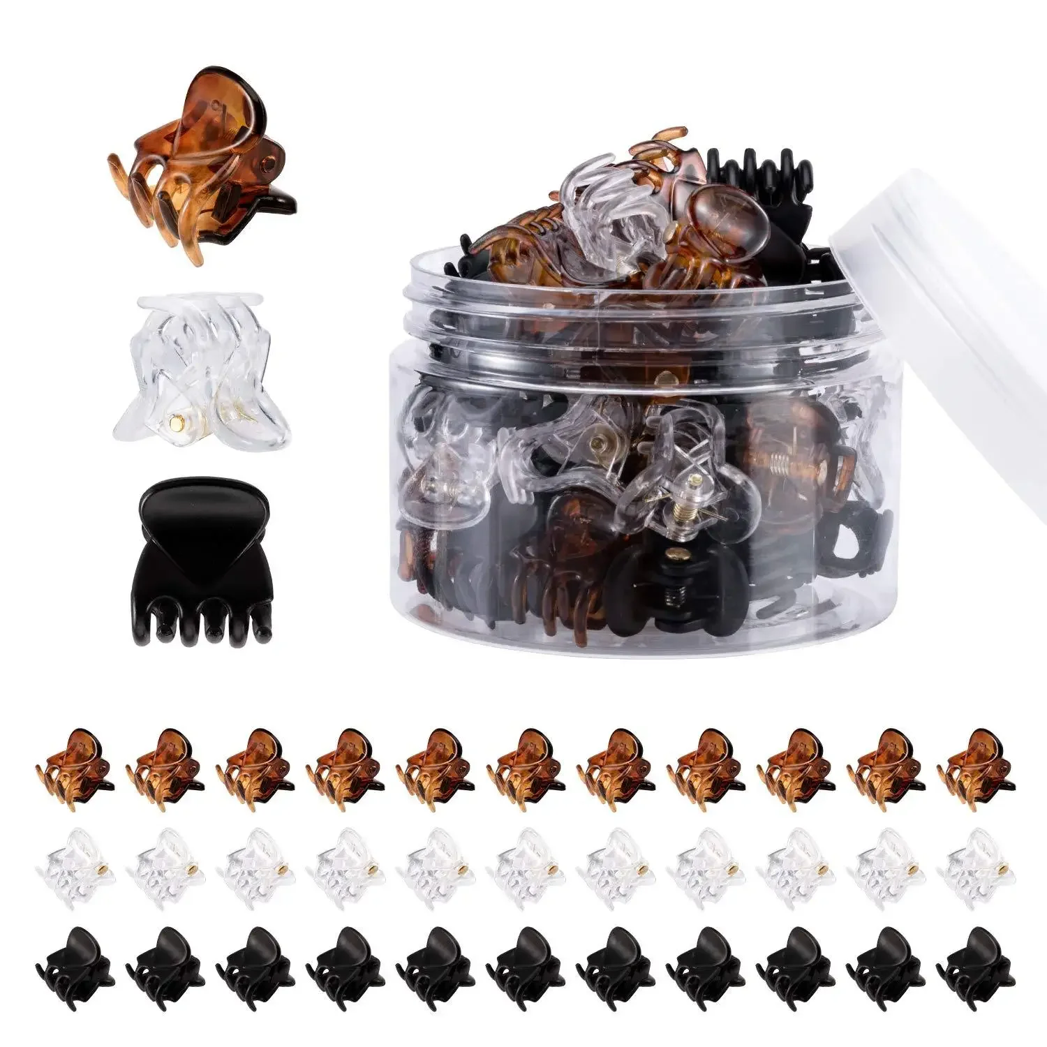 Mini Transparent Hair Claw Clips Women Girls Small Plastic Clips Gentle Hold Barrettes for Fine Thin Hairs Daily Use Accessories