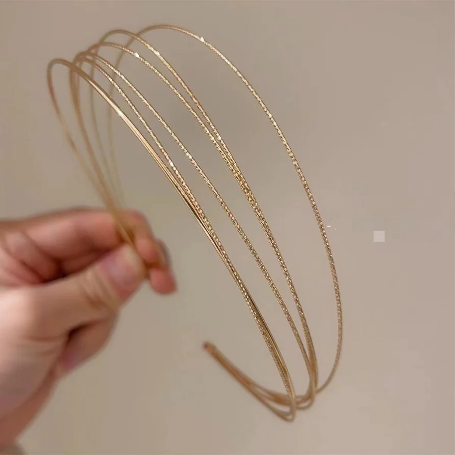 New Thin Headbands for Women Multilayer Alloy Hair Hoop Double Root Metal Hair Bands Hair Accessories Smooth Head Hoop Wholesale